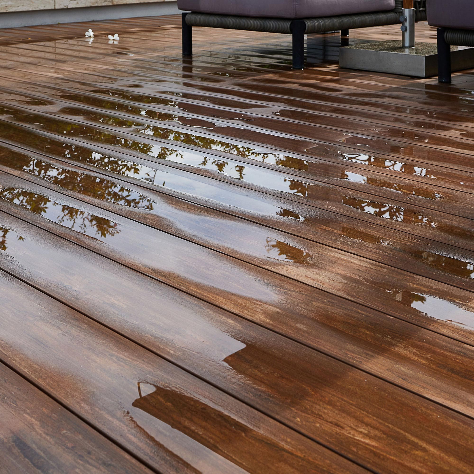 Hardwood flooring damaged from a slab leak